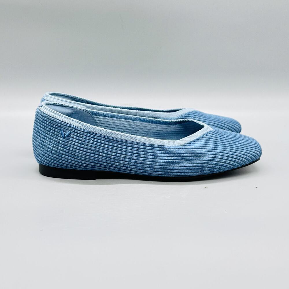 Light Blue Women's Ribbed wide Ballet Flats